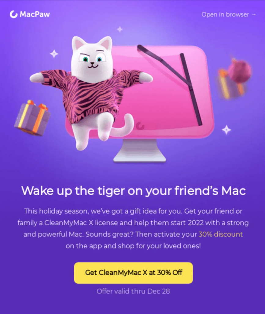 Mẫu email quảng cáo của MacPaw